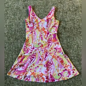 Bright pink and green sun dress.  Chaps.  Size 12.